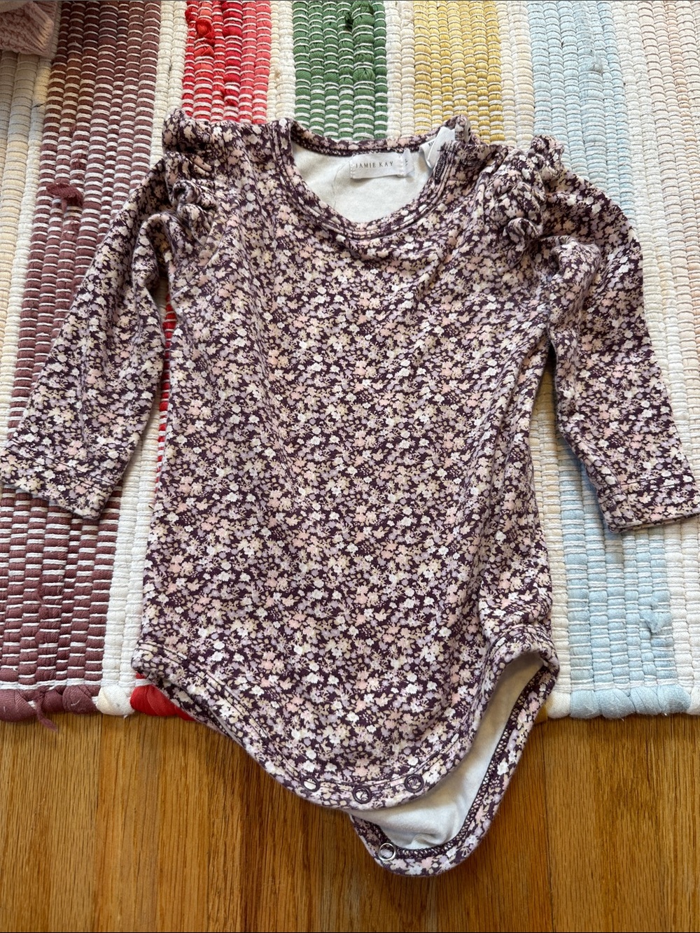 Jamie Kay Long-Sleeve Floral Bodysuit in Lavender & Cream